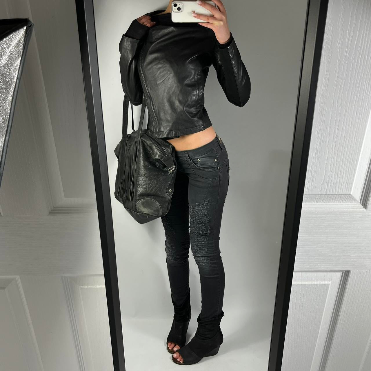 VINTAGE ASYMMETRIC LEATHER JACKET