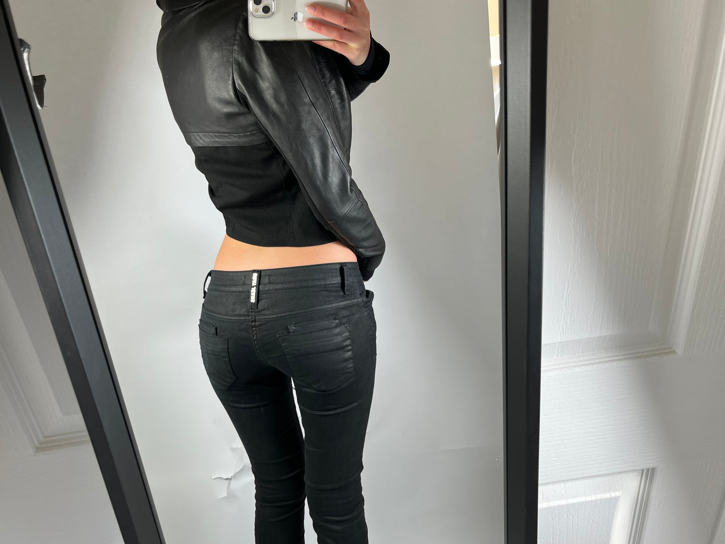VINTAGE CROP ASYMMETRIC LEATHER JACKET