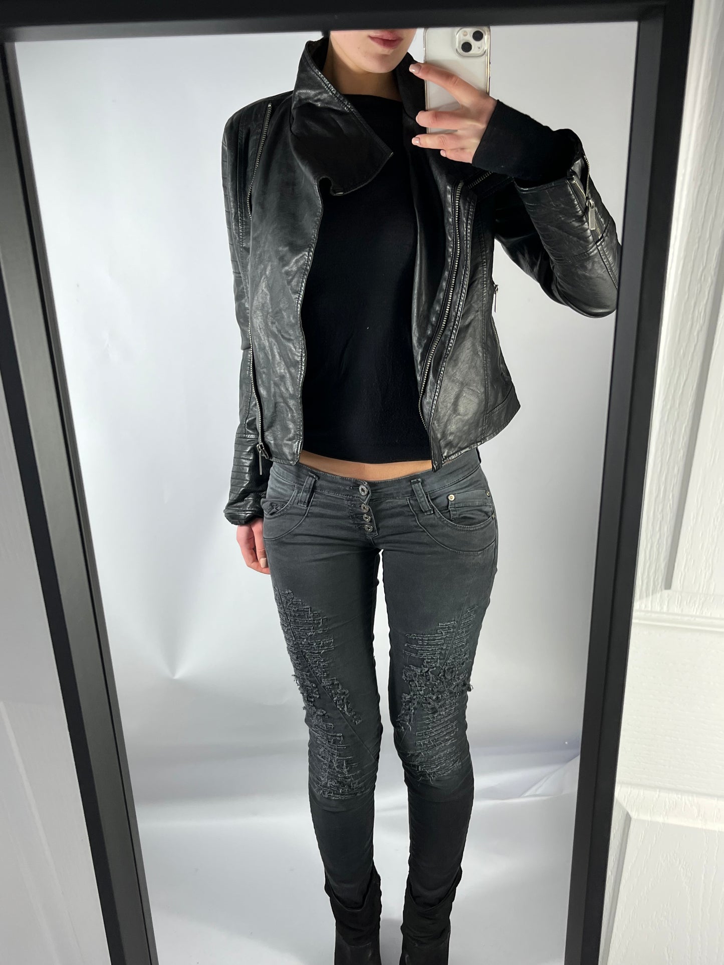 VINTAGE ASYMMETRIC LEATHER JACKET