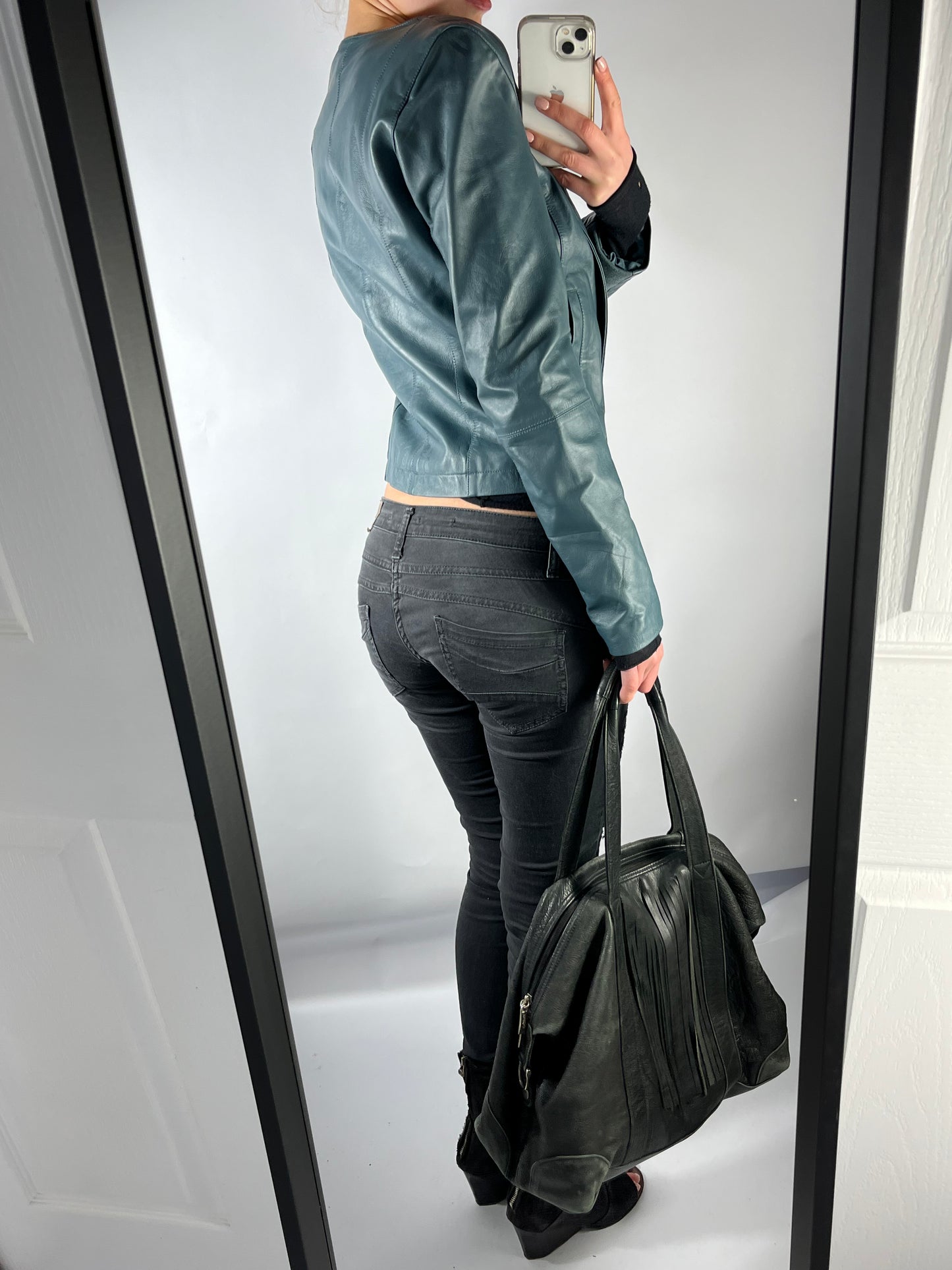 VINTAGE ASYMMETRIC LEATHER JACKET