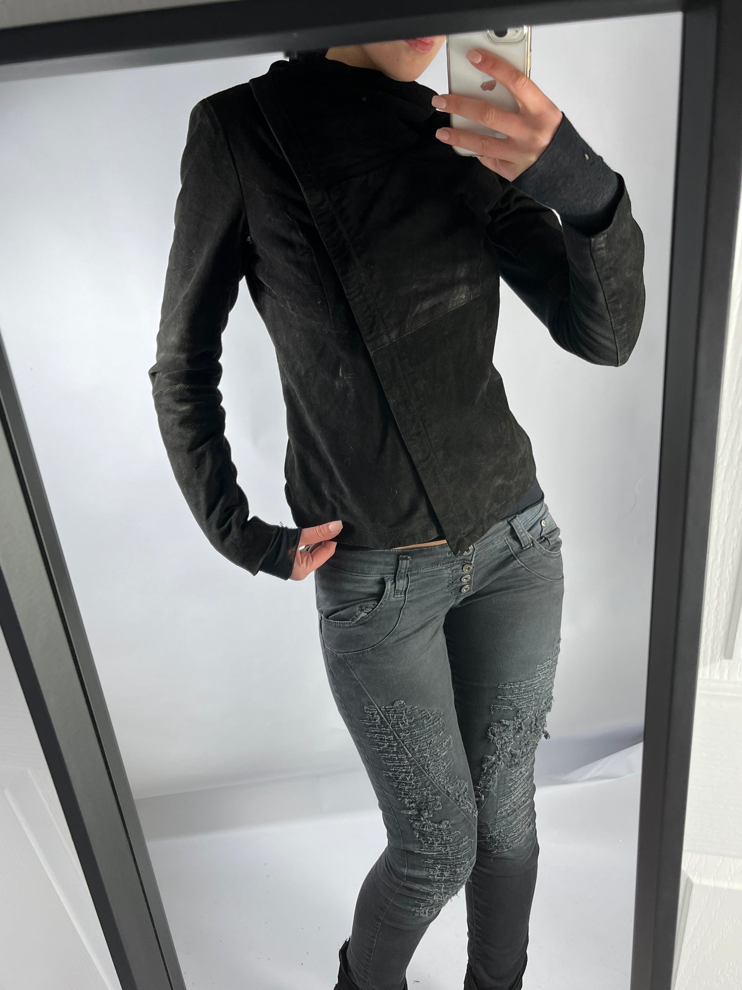 VINTAGE ASYMMETRIC LEATHER JACKET