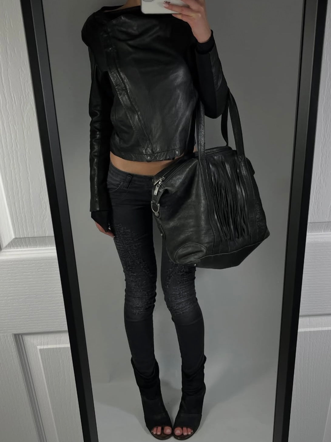 VINTAGE ASYMMETRIC LEATHER JACKET