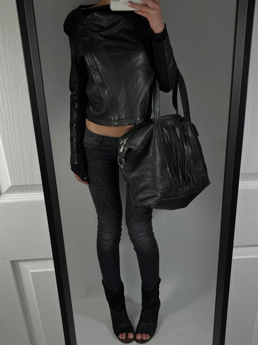 VINTAGE ASYMMETRIC LEATHER JACKET