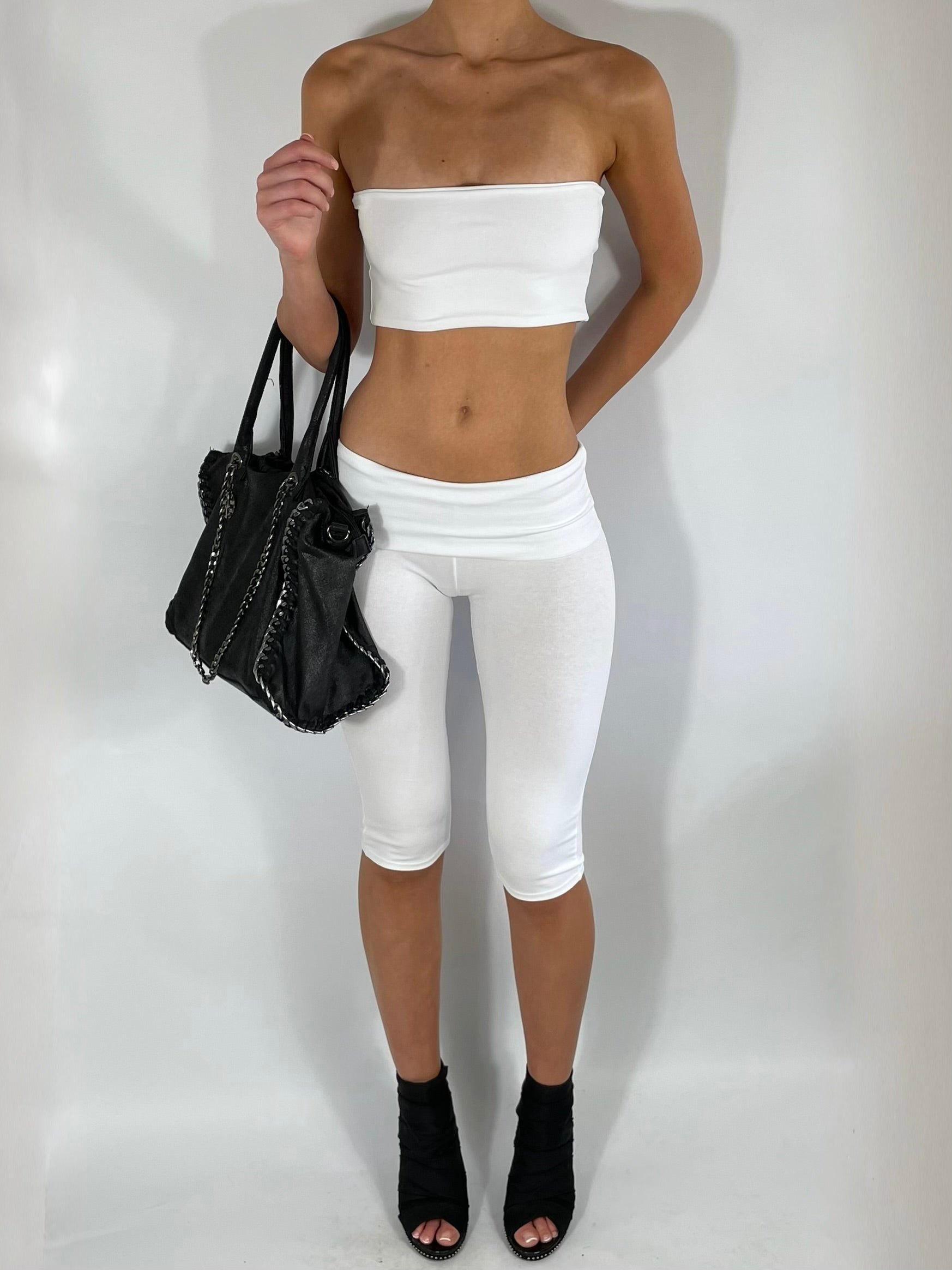 FOLDOVER CAPRI PANTS IN WHITE