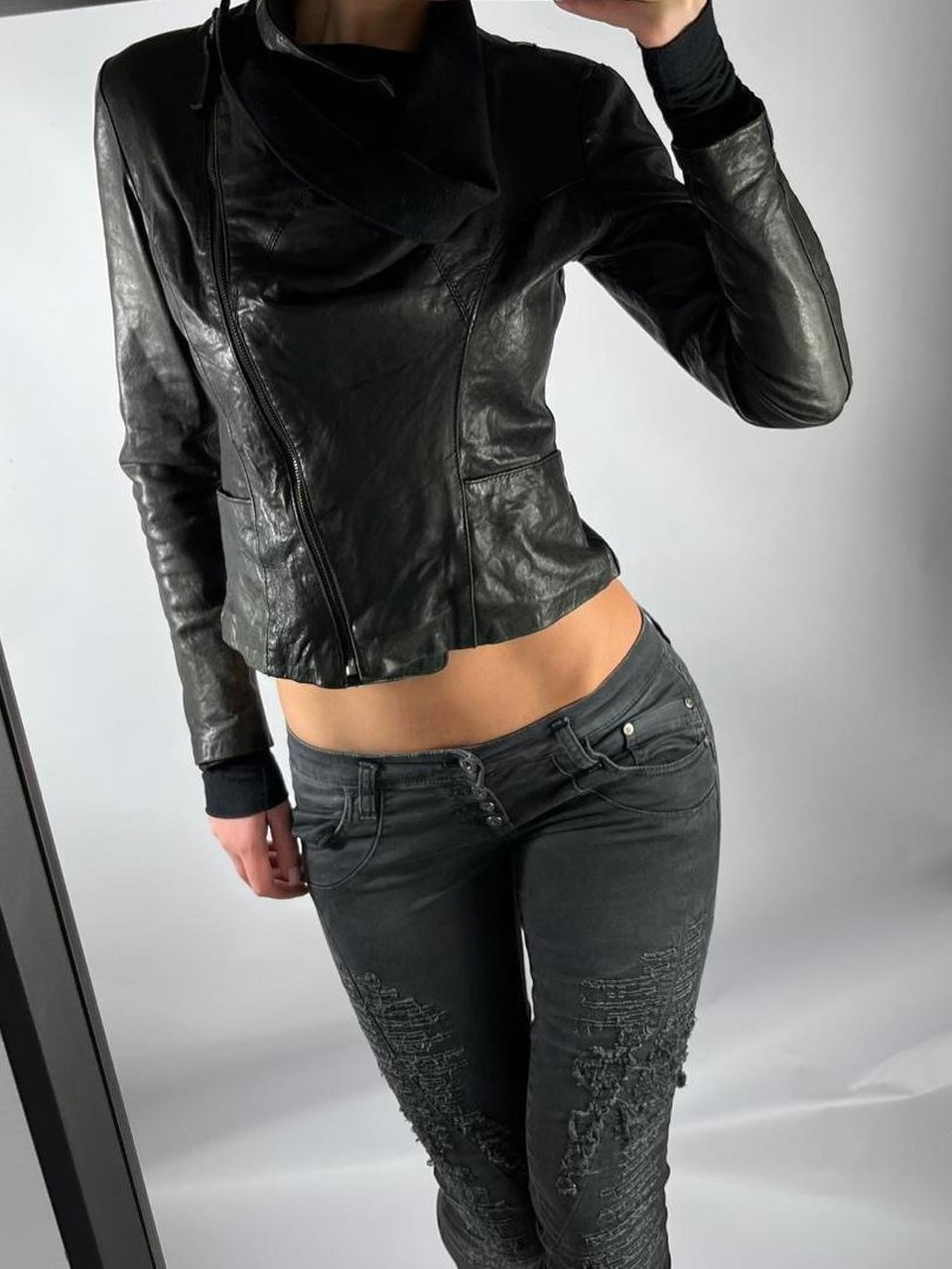 VINTAGE ASYMMETRICAL CROP JACKET