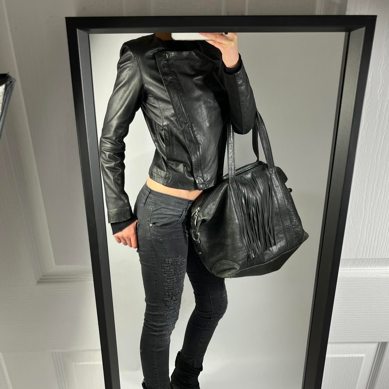 VINTAGE ASYMMETRIC LEATHER JACKET