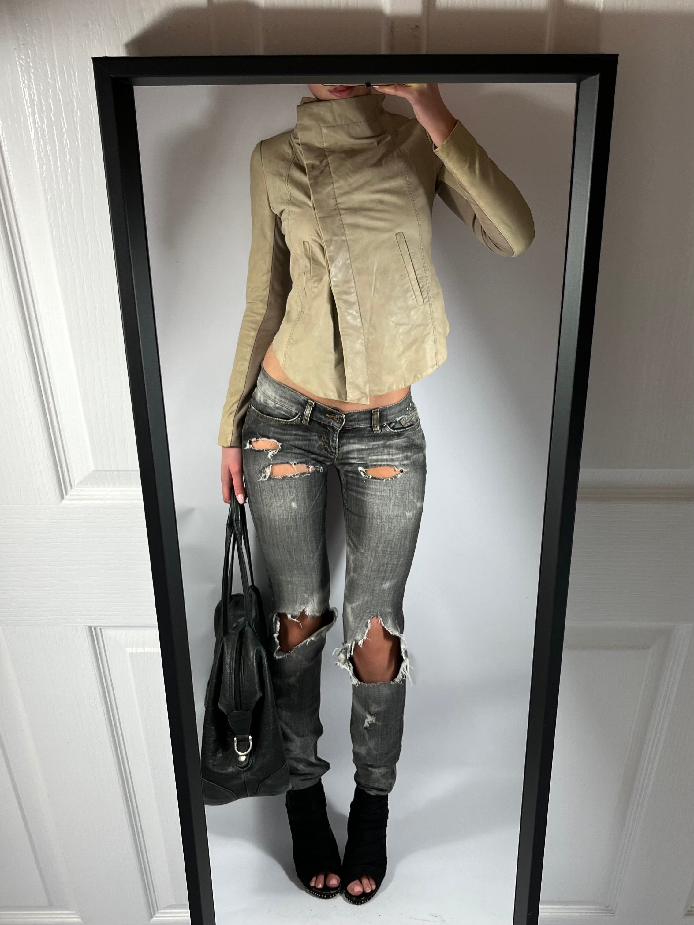 VINTAGE ASYMMETRIC LEATHER JACKET