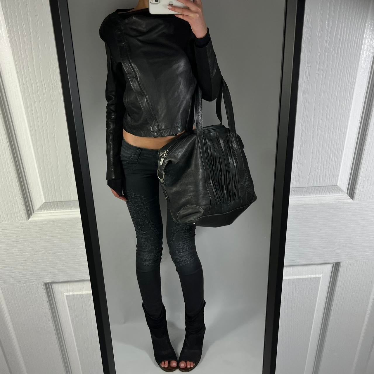 VINTAGE ASYMMETRIC LEATHER JACKET