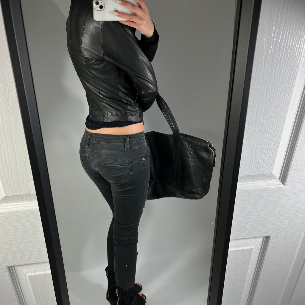 VINTAGE ASYMMETRIC LEATHER JACKET