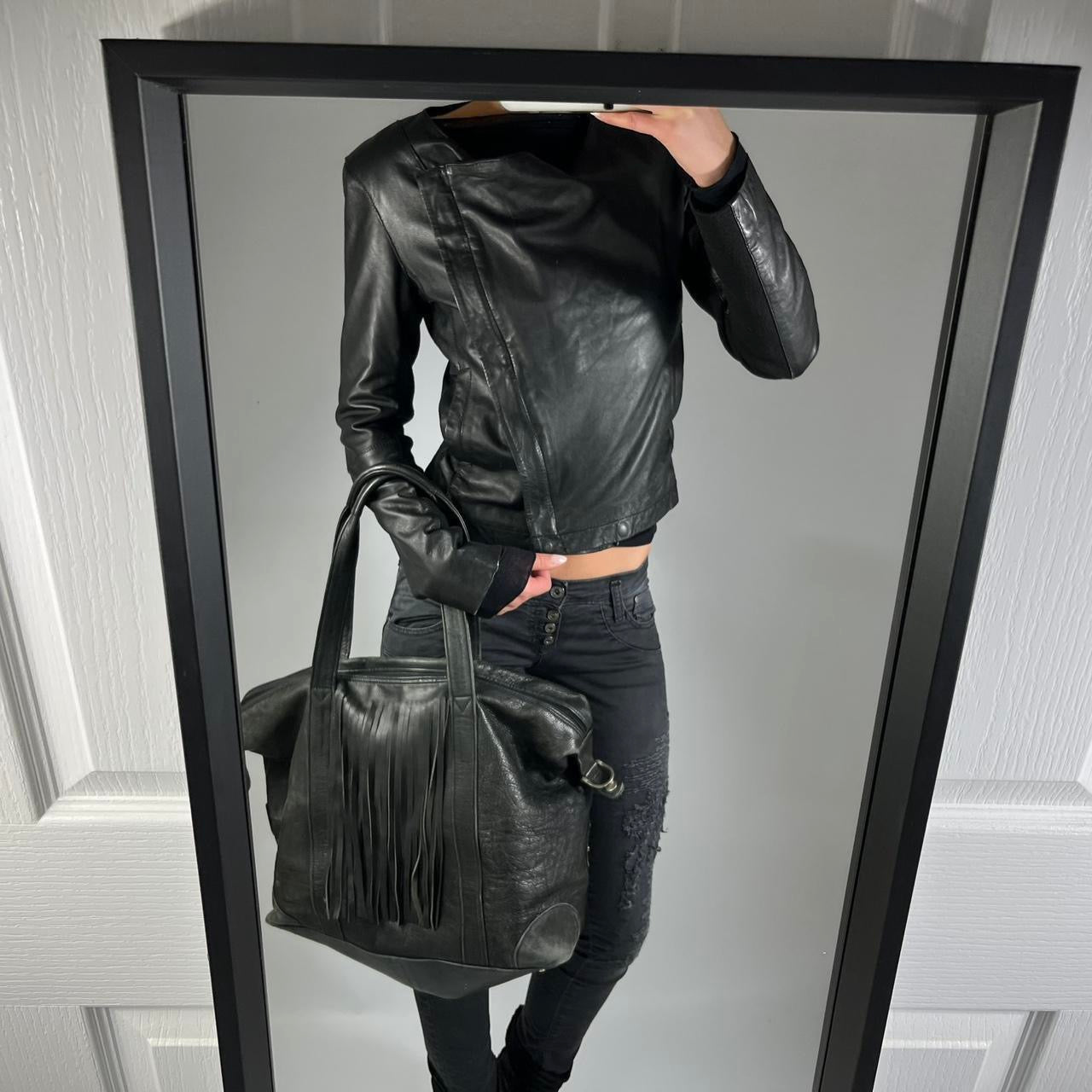 VINTAGE ASYMMETRIC LEATHER JACKET