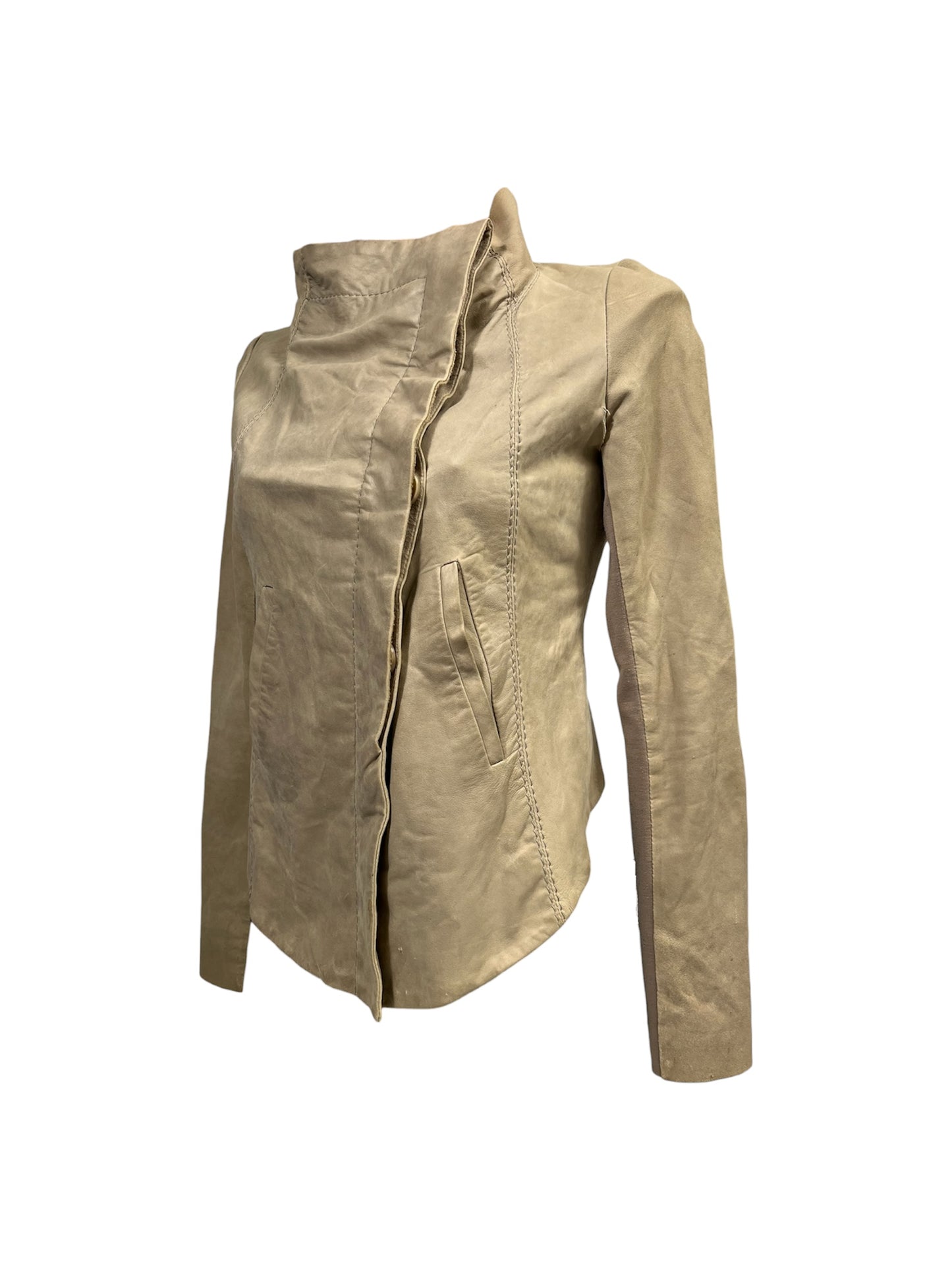 VINTAGE ASYMMETRIC LEATHER JACKET