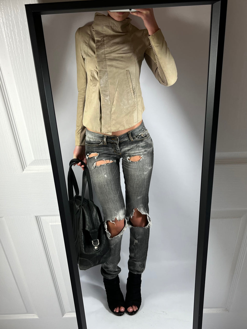 VINTAGE ASYMMETRIC LEATHER JACKET