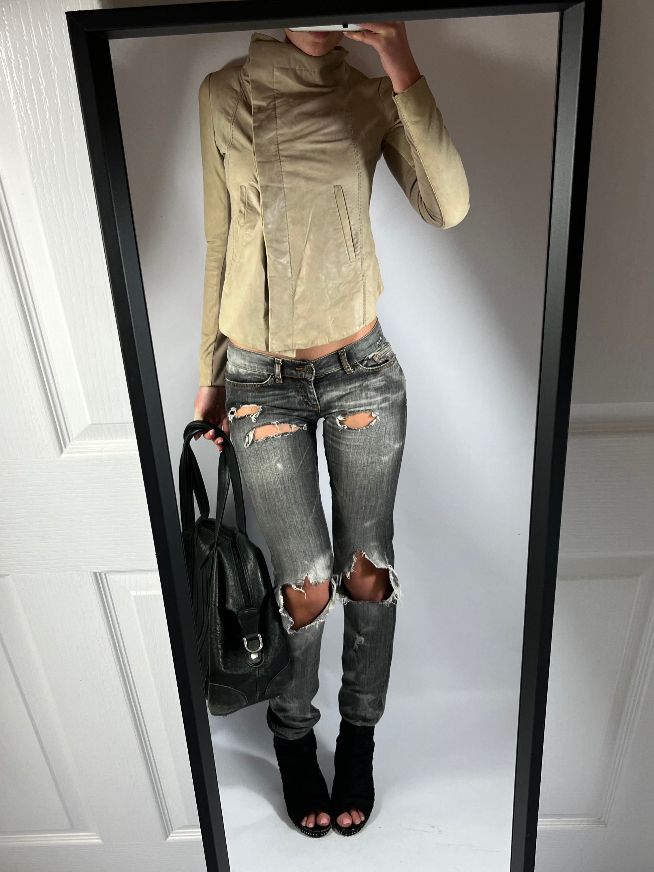 VINTAGE ASYMMETRIC LEATHER JACKET