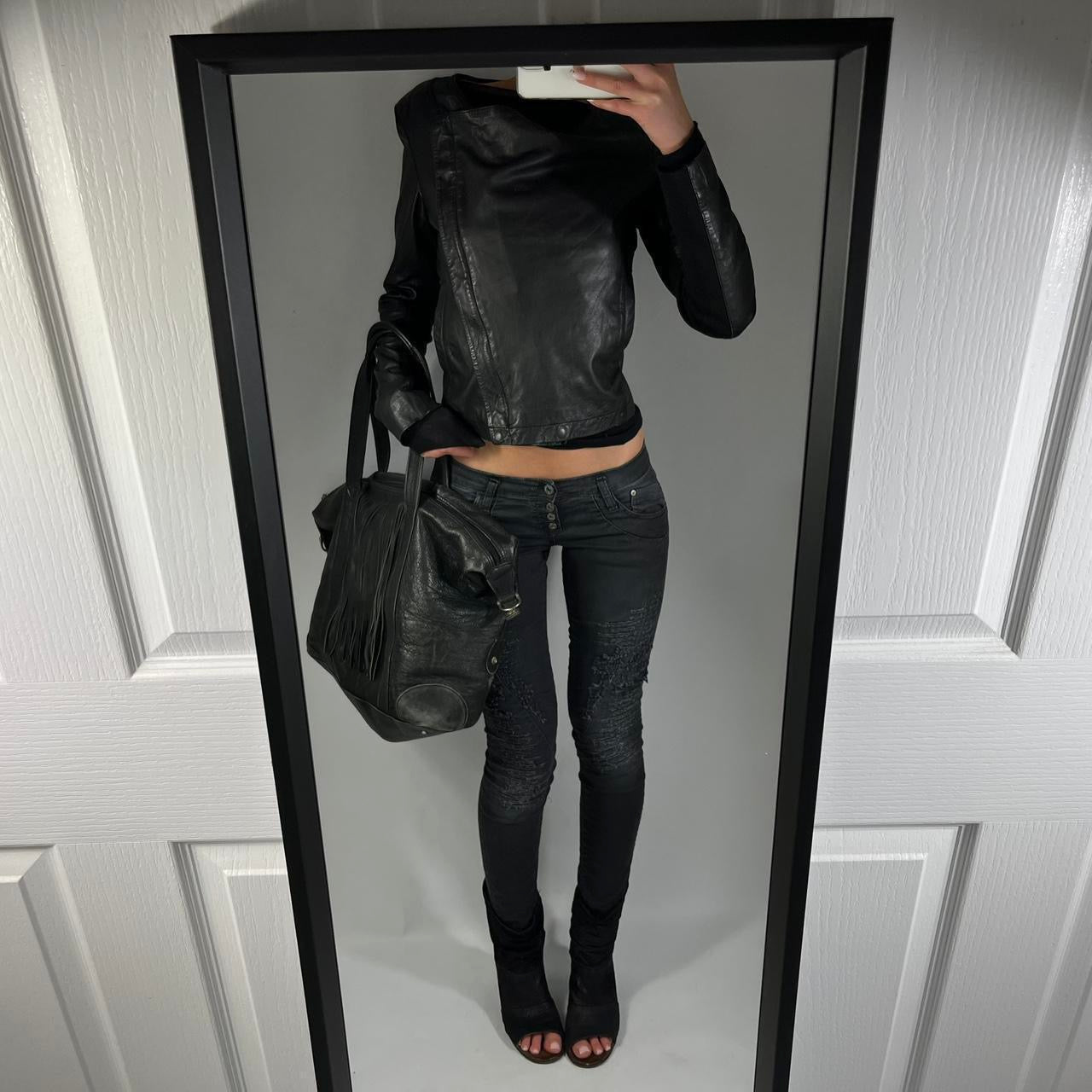 VINTAGE ASYMMETRIC LEATHER JACKET