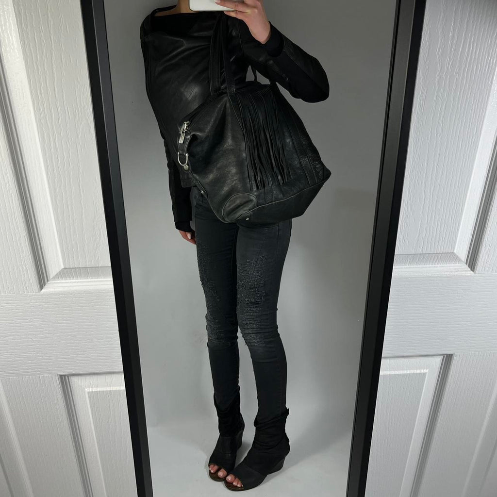 VINTAGE ASYMMETRIC LEATHER JACKET