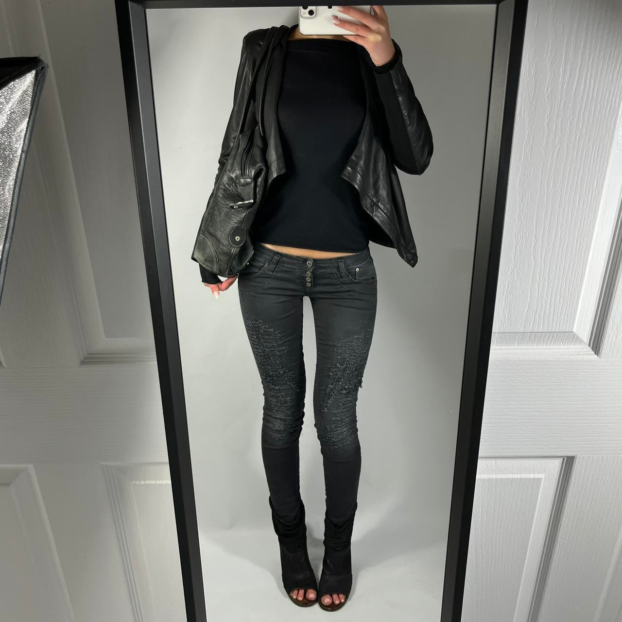 VINTAGE ASYMMETRIC LEATHER JACKET