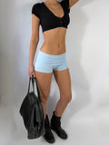 FOLDOVER MICRO SHORTS IN BABY BLUE