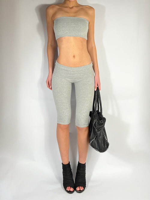 FOLDOVER CAPRI PANTS AND BANDEAU SET IN GREY