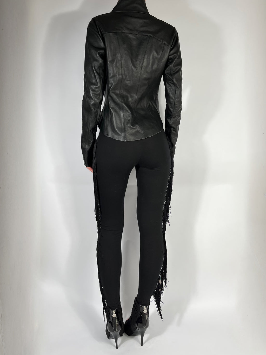 ULTRA LOW RISE SKINNIES IN BLACK FRINGE