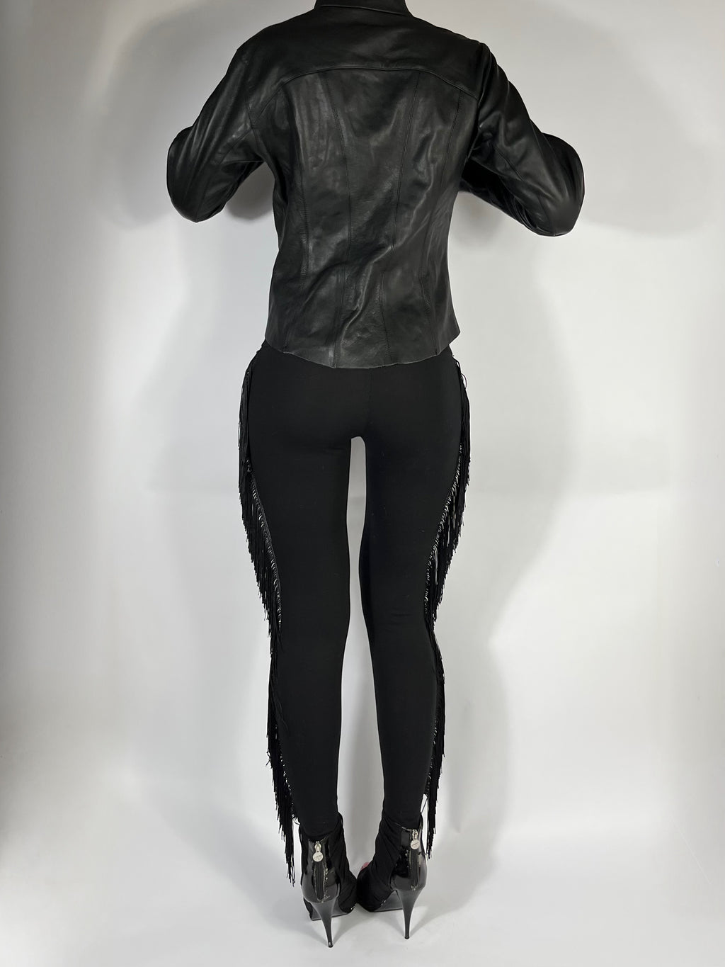 ULTRA LOW RISE SKINNIES IN BLACK FRINGE