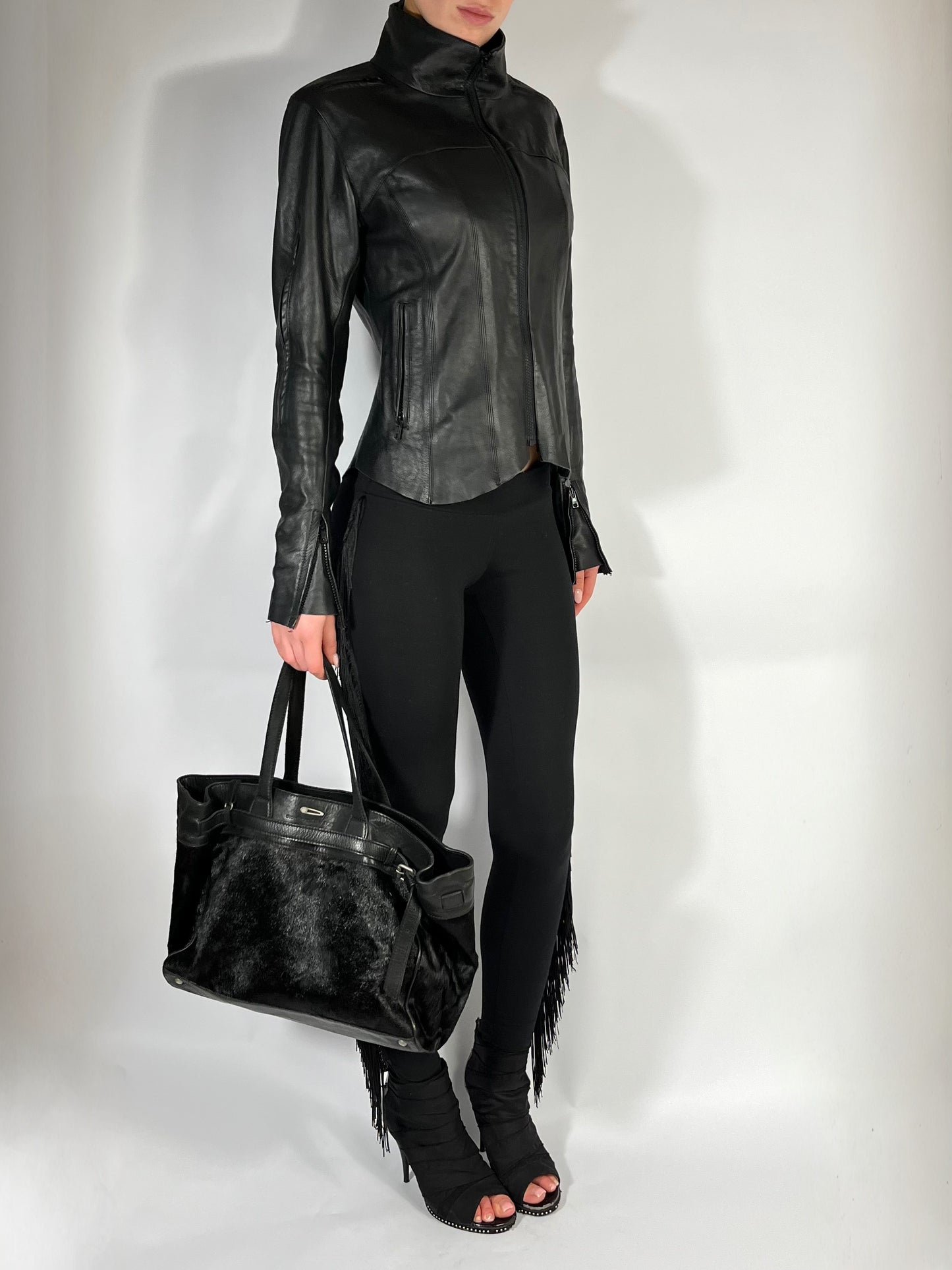 黑色超低腰緊身褲