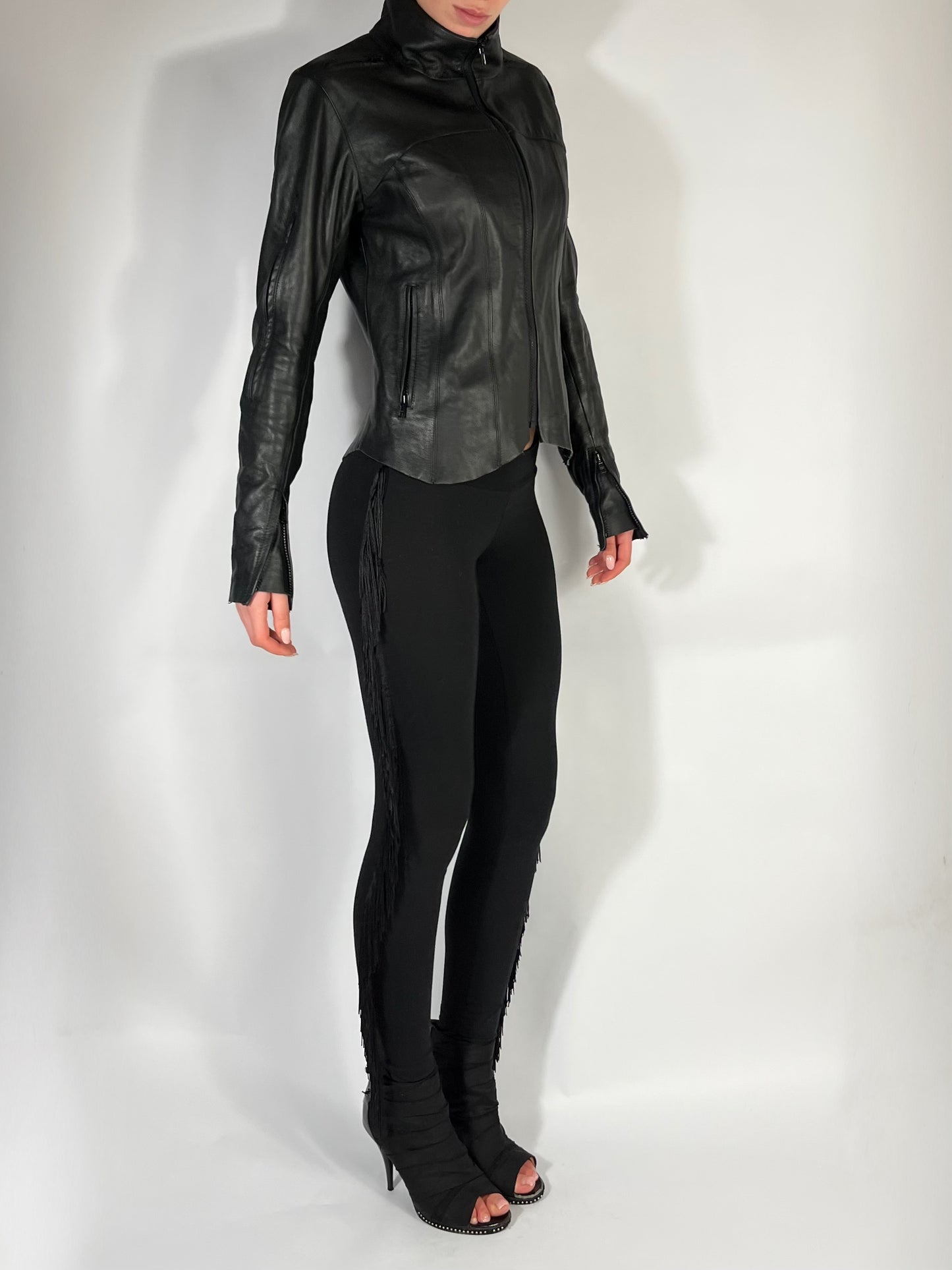 黑色超低腰緊身褲