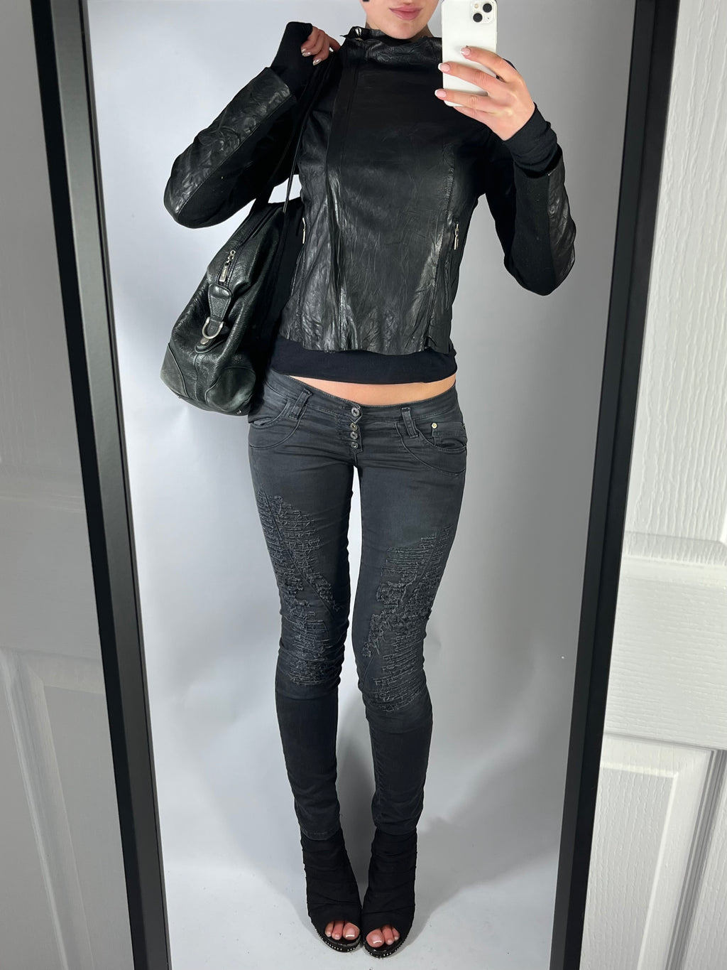 VINTAGE ASYMMETRIC LEATHER JACKET