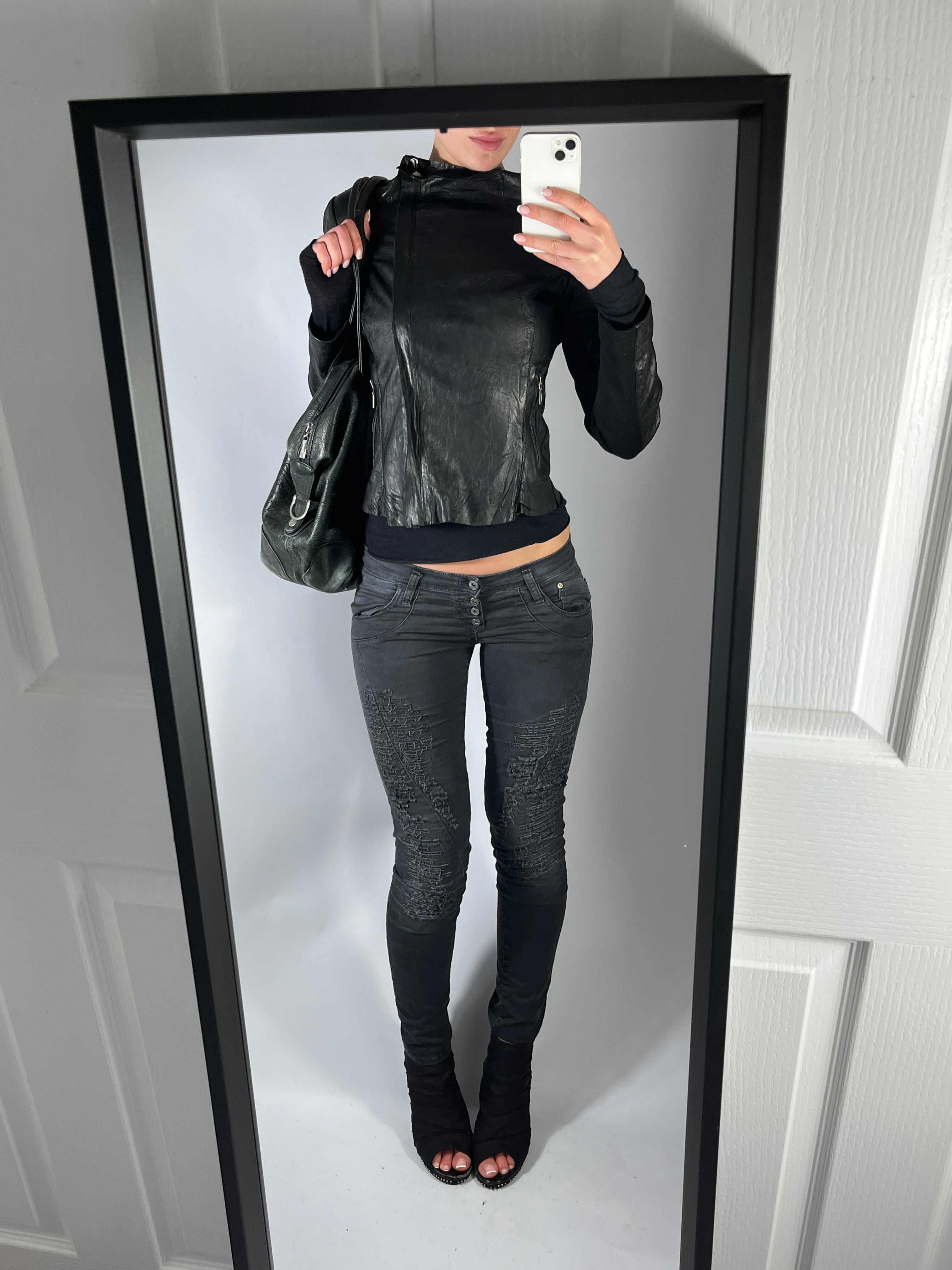 VINTAGE ASYMMETRIC LEATHER JACKET