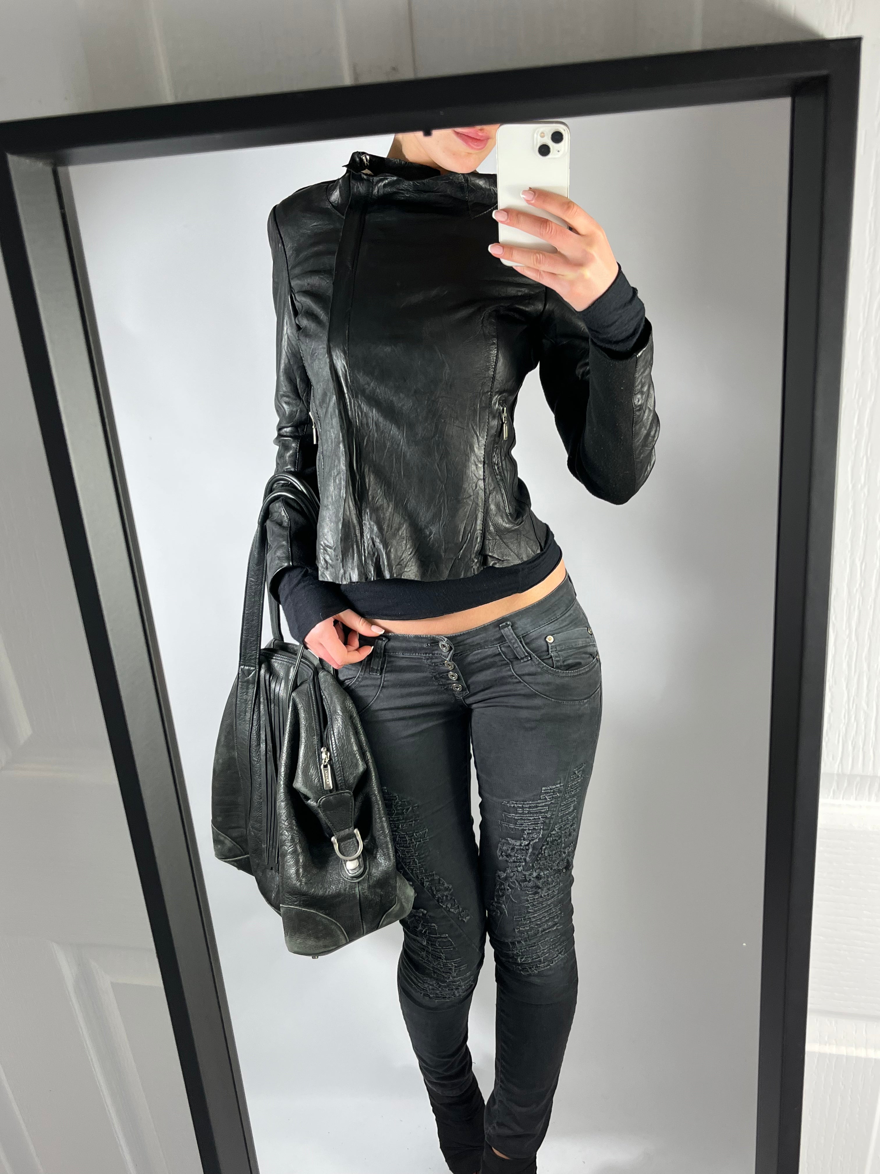 VINTAGE ASYMMETRIC LEATHER JACKET