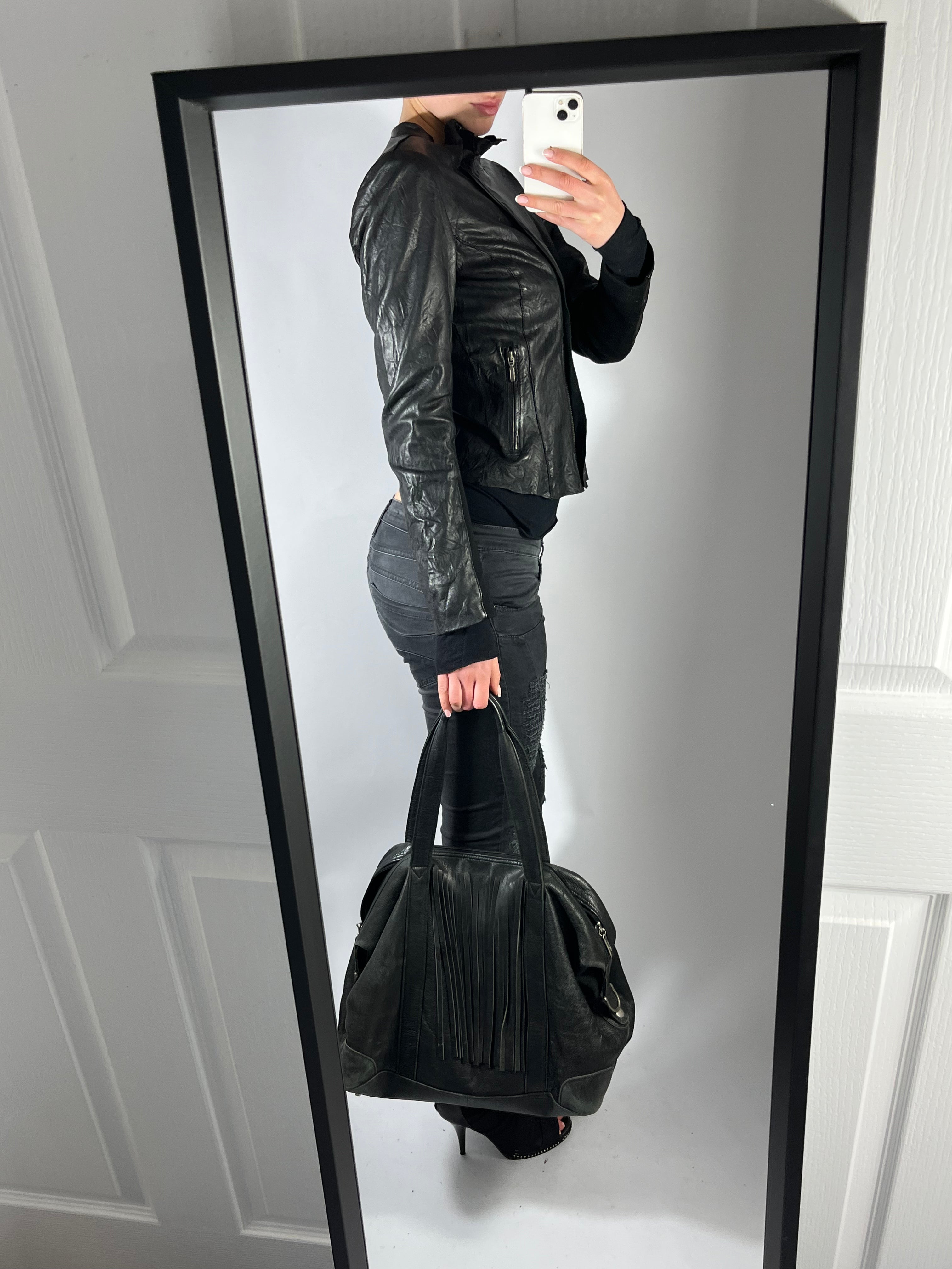 VINTAGE ASYMMETRIC LEATHER JACKET
