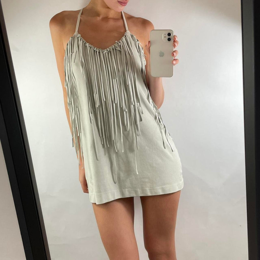 VINTAGE FRINGE MINI DRESS