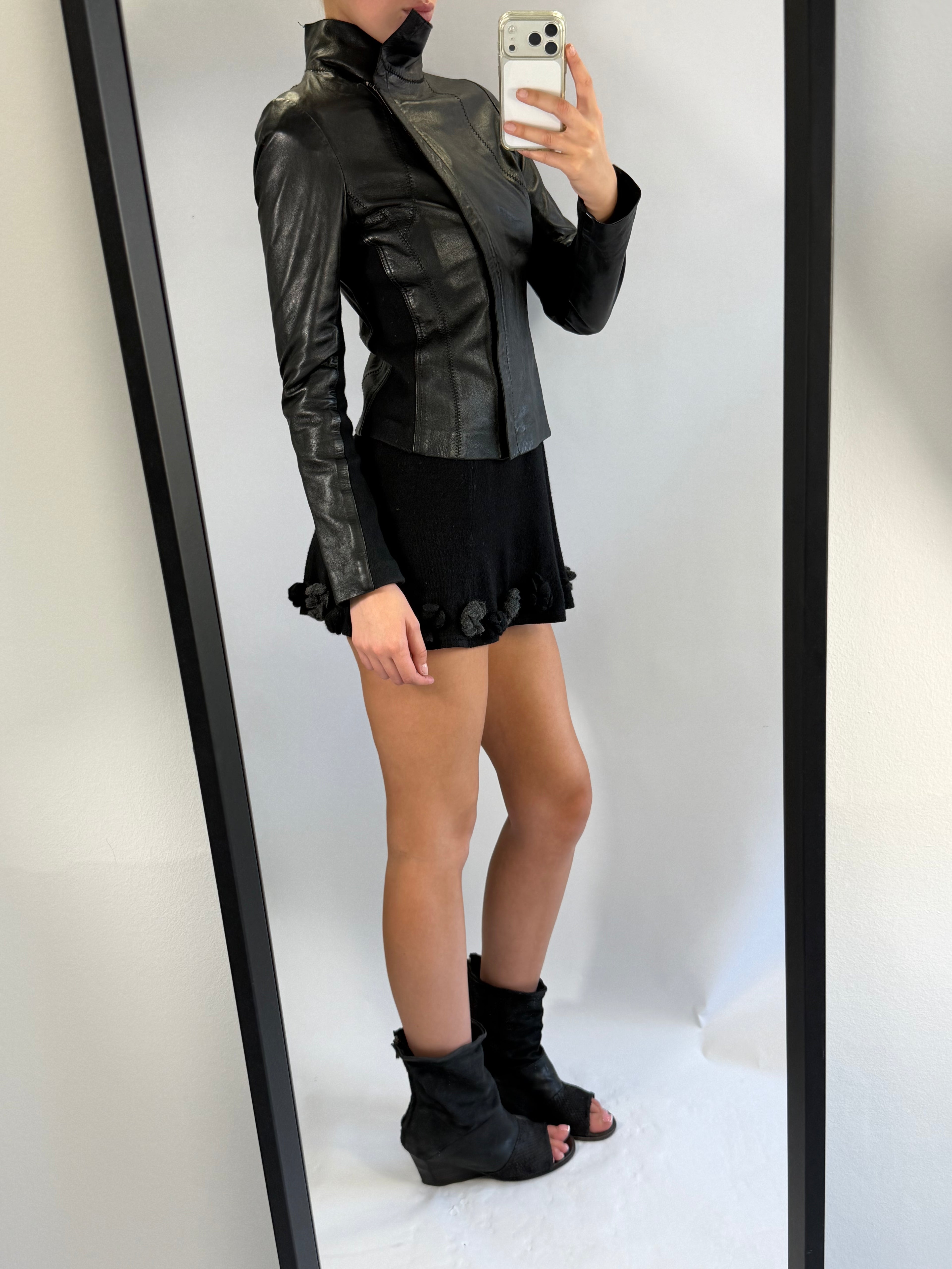 VINTAGE ASYMMETRIC LEATHER JACKET