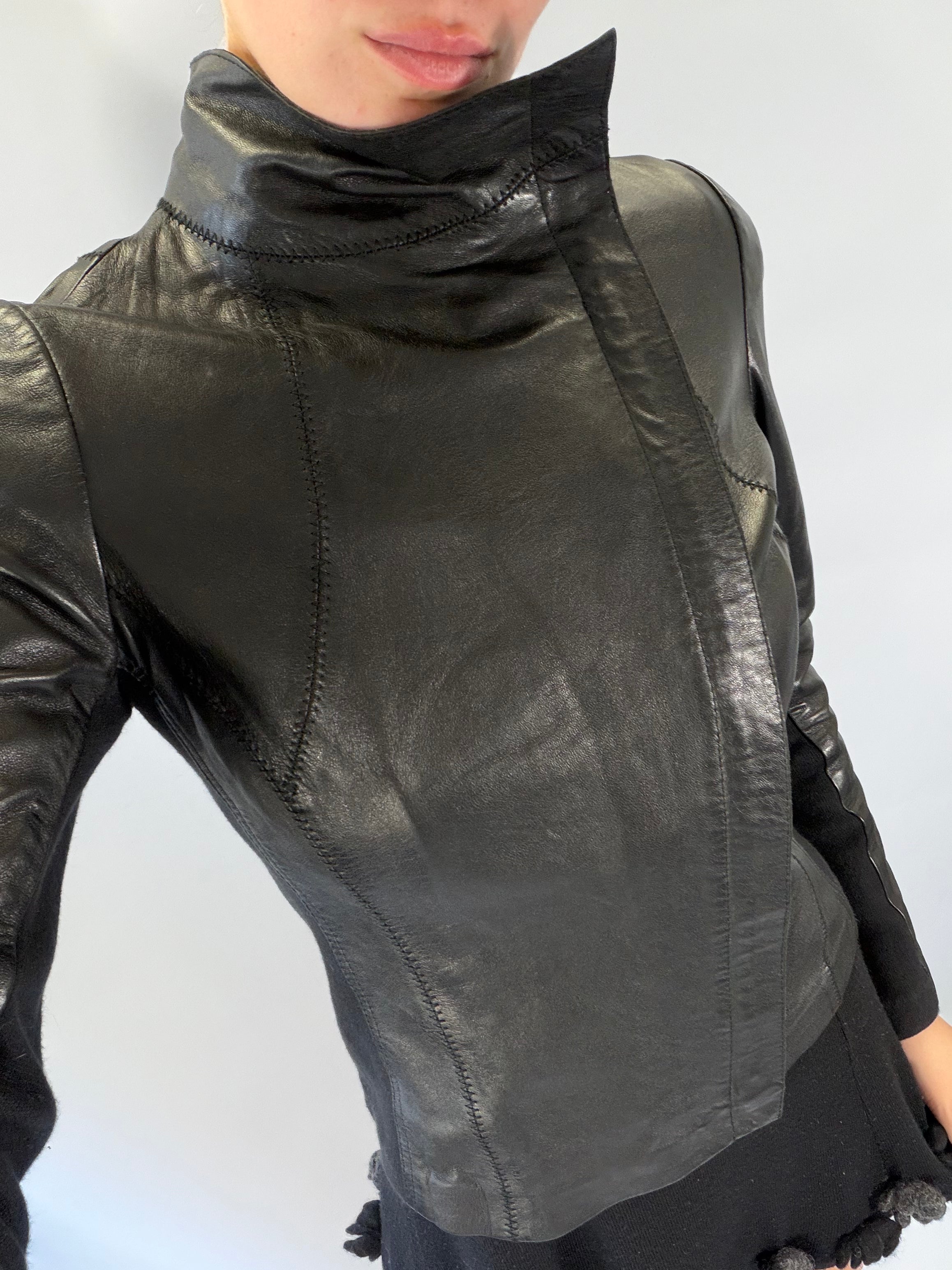 VINTAGE ASYMMETRIC LEATHER JACKET