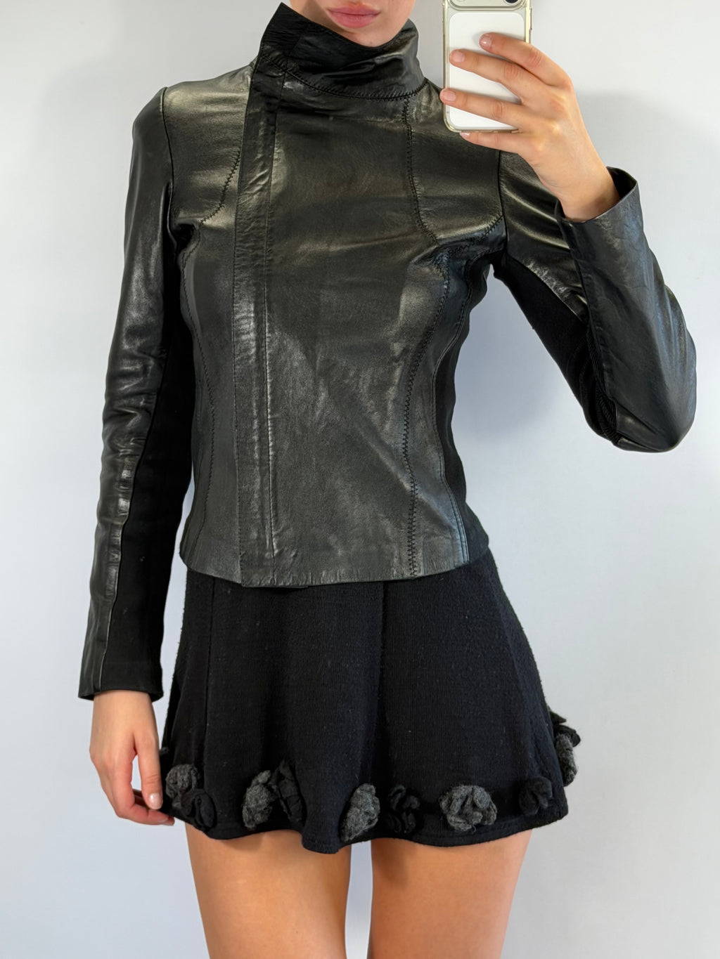 VINTAGE ASYMMETRIC LEATHER JACKET