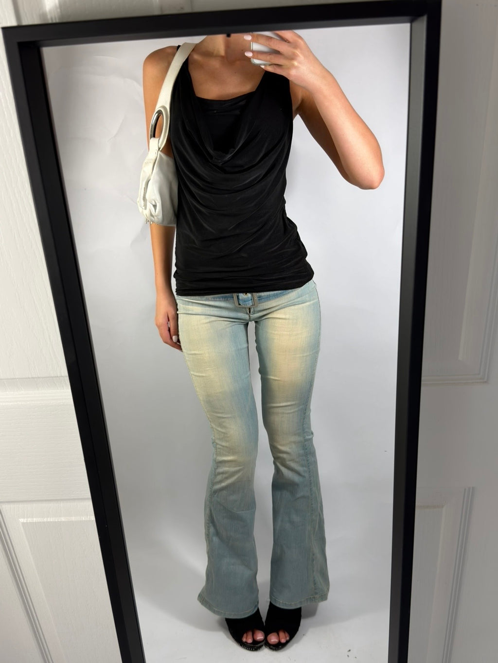 VINTAGE COWL NECK OPEN BACK TSHIRT