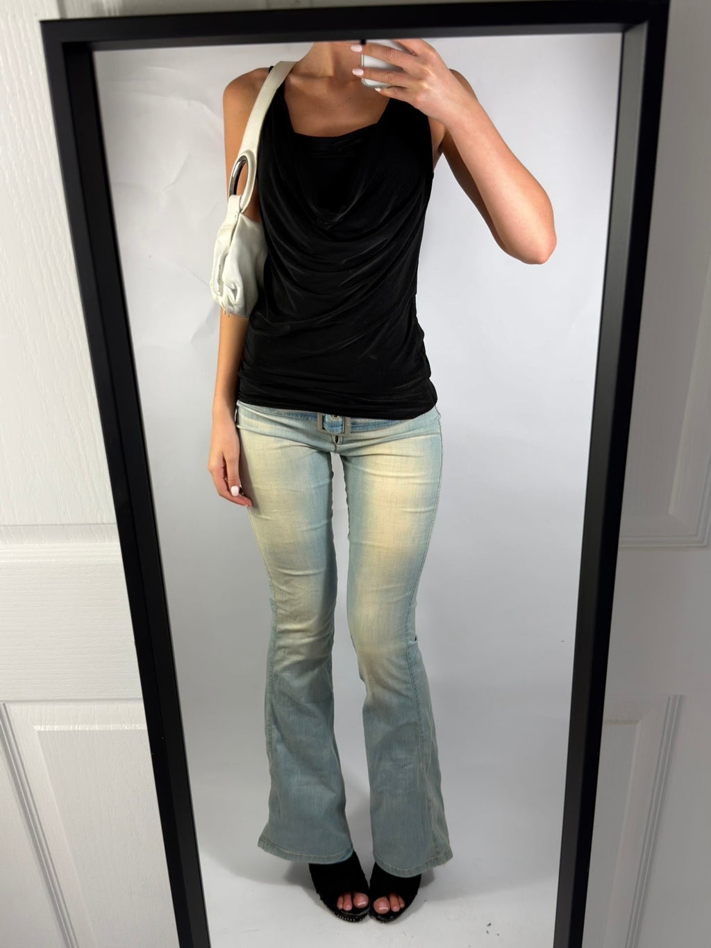 VINTAGE COWL NECK OPEN BACK TSHIRT