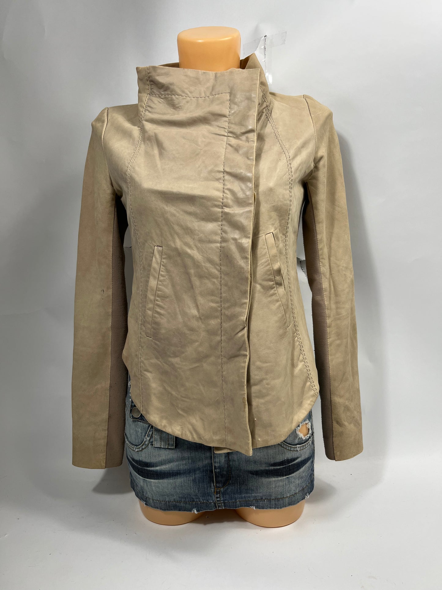 VINTAGE ASYMMETRIC LEATHER JACKET