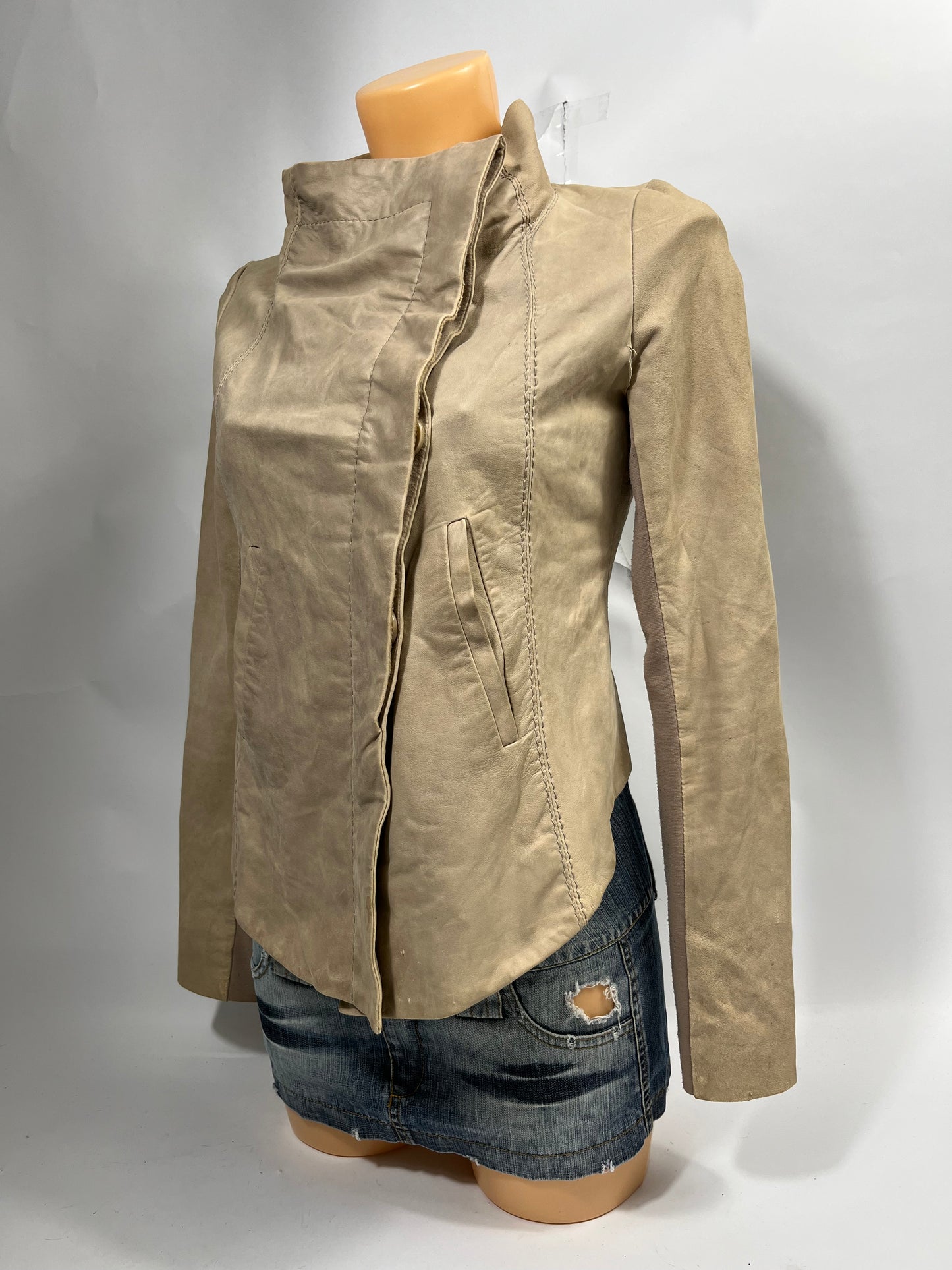 VINTAGE ASYMMETRIC LEATHER JACKET