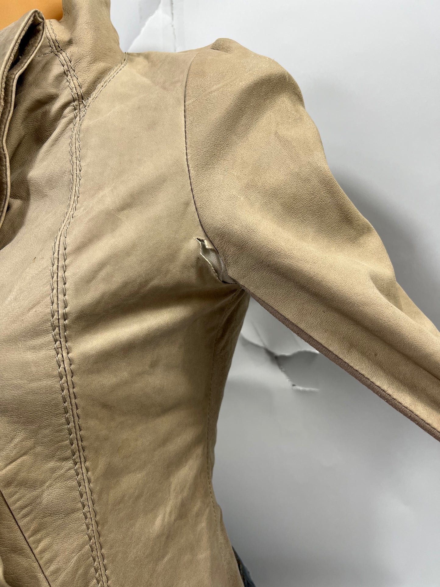 VINTAGE ASYMMETRIC LEATHER JACKET