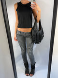 VINTAGE ULTRA LOW RISE RIPPED JEANS