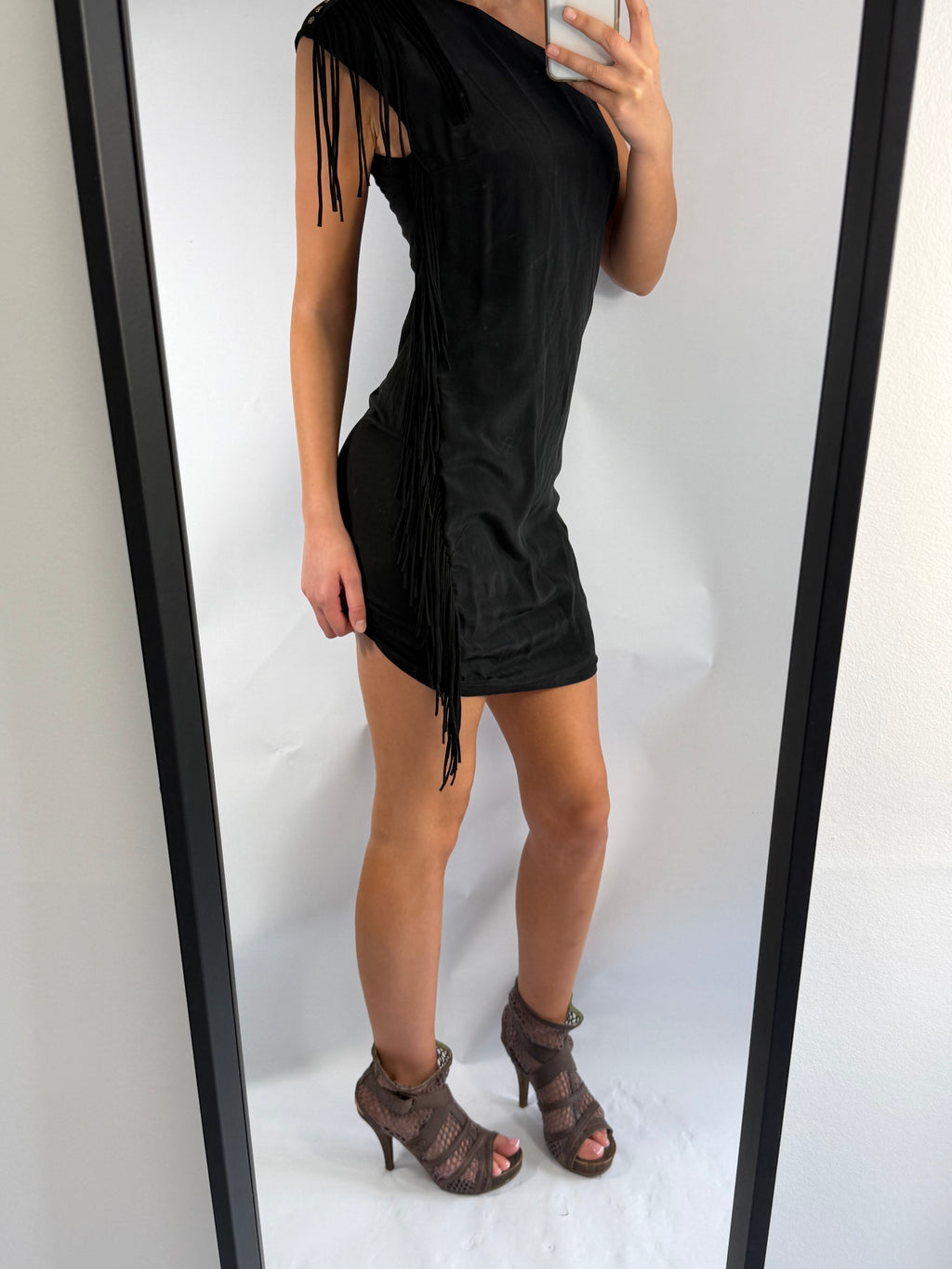 VINTAGE IKKS FRINGE ASYMMETRIC DRESS