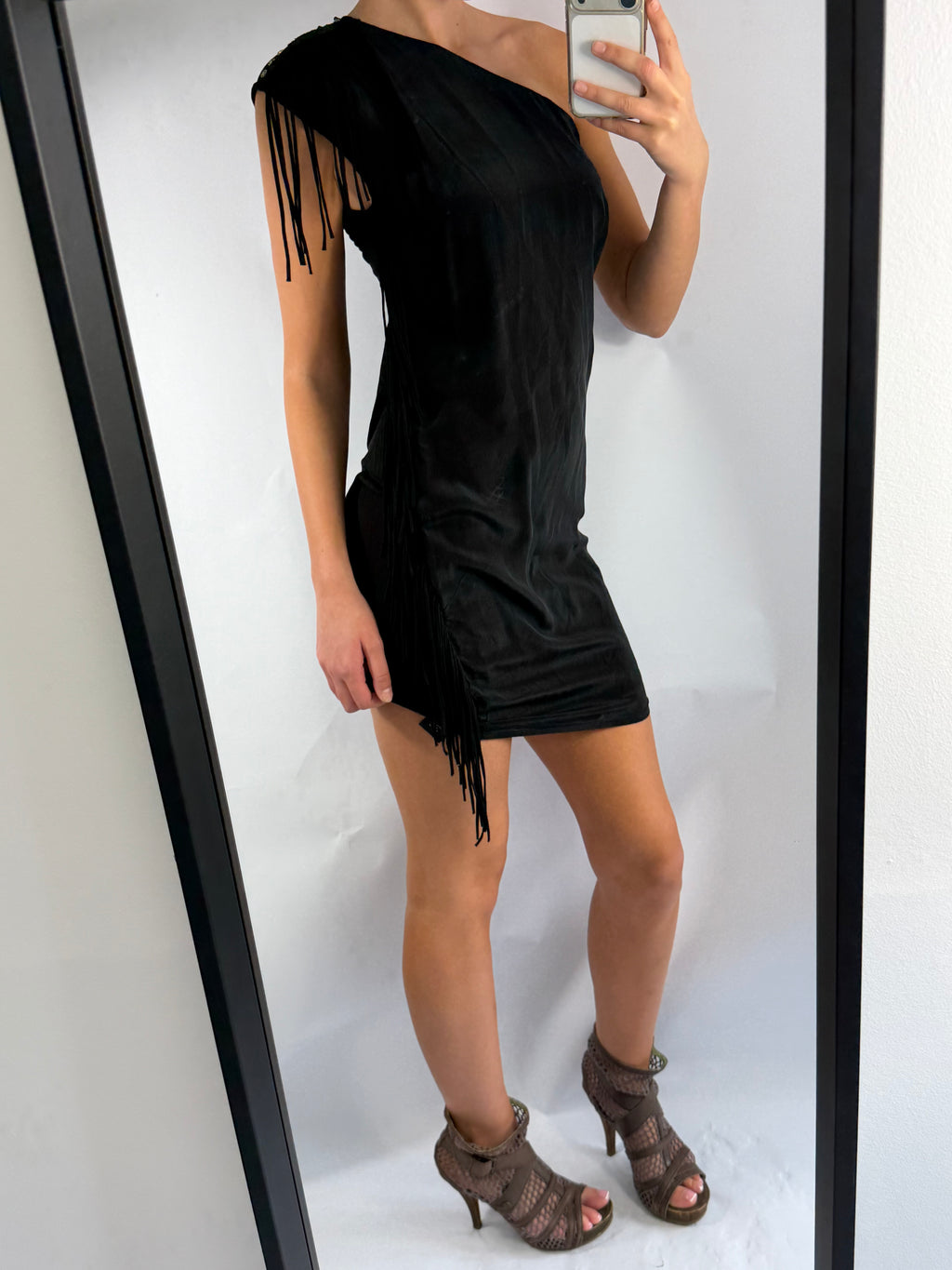 VINTAGE IKKS FRINGE ASYMMETRIC DRESS