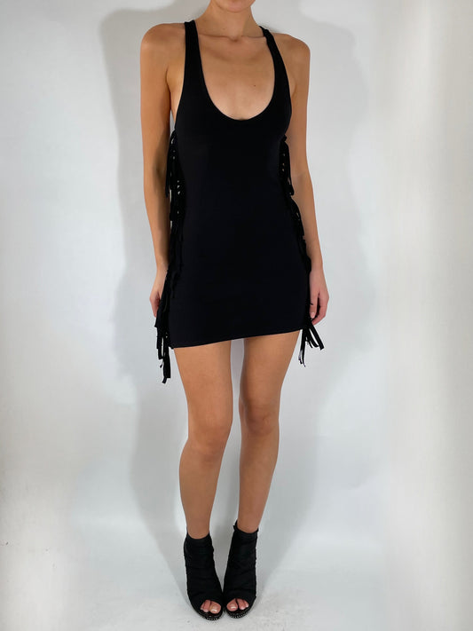 BLACK FRINGE DRESS