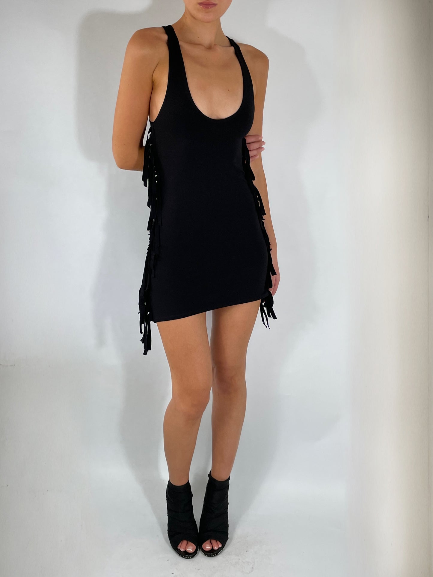 BLACK FRINGE DRESS