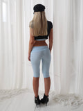 FOLDOVER CAPRI PANTS IN BABY BLUE