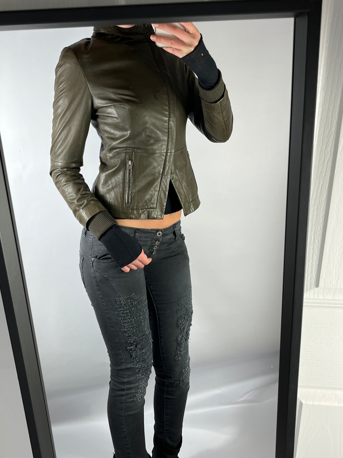 VINTAGE ASYMMETRIC LEATHER JACKET