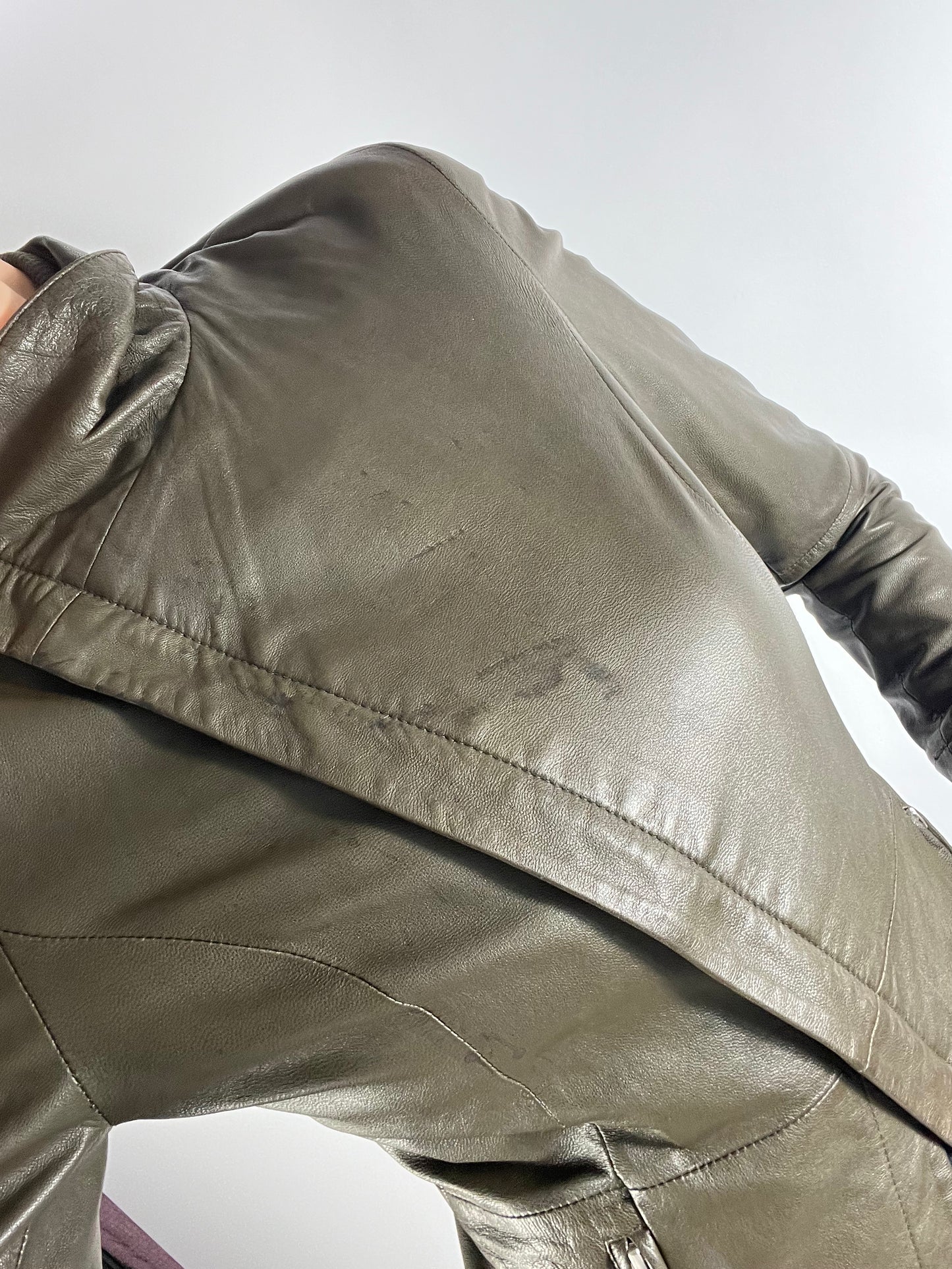 VINTAGE ASYMMETRIC LEATHER JACKET