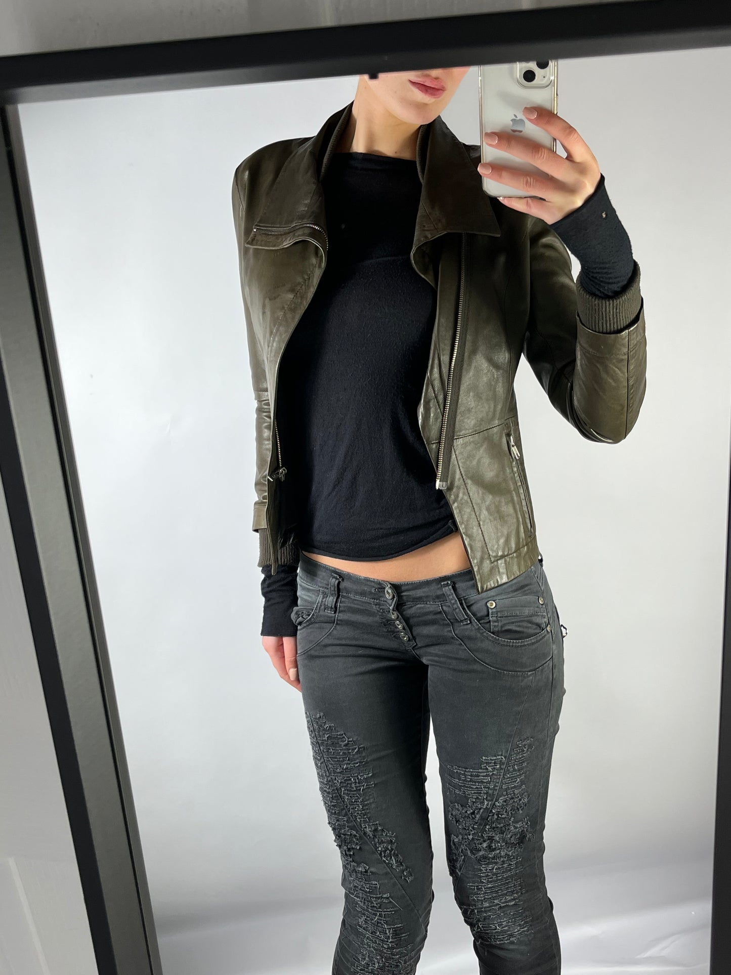 VINTAGE ASYMMETRIC LEATHER JACKET