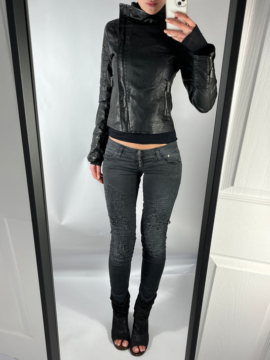 VINTAGE ASYMMETRIC LEATHER JACKET