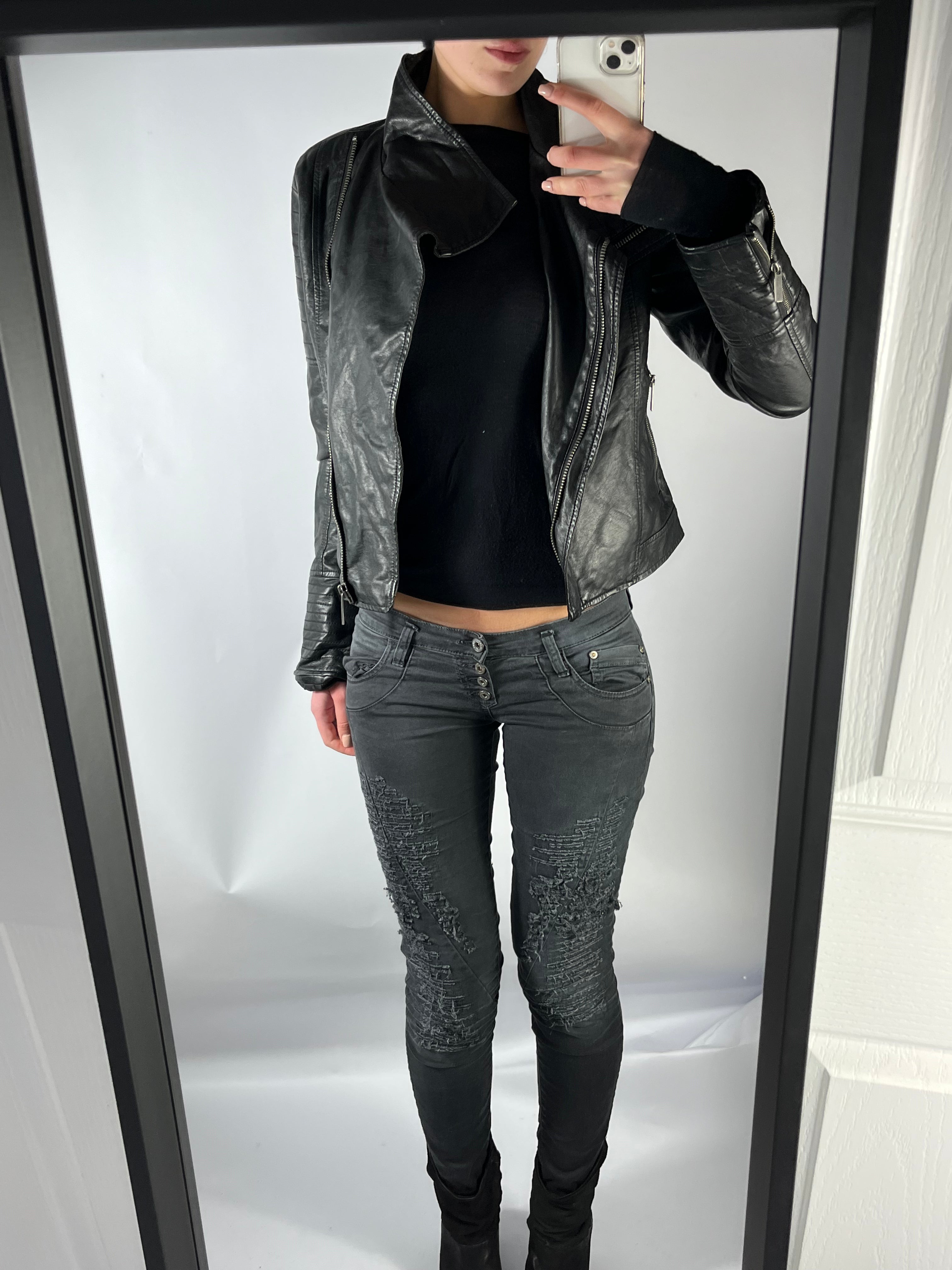 VINTAGE ASYMMETRIC LEATHER JACKET